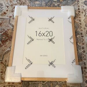 New. 16x20 Frames with Mat for 11x14, Natural Solid Oak Wood (2851)